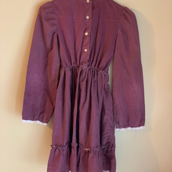 Miss Quality Girls Sz 12 vintage Plaid Dress Ruffles Eyelet Long Sleeves - Picture 2 of 4